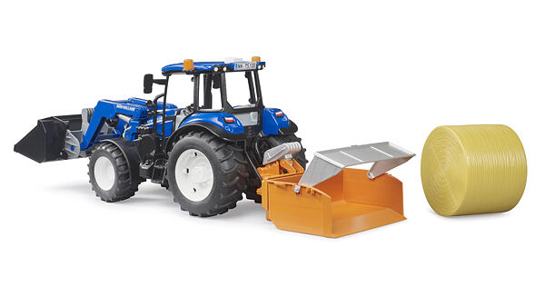 New Holland mit Frontlader und Anbaugeräten - Bruder 2187