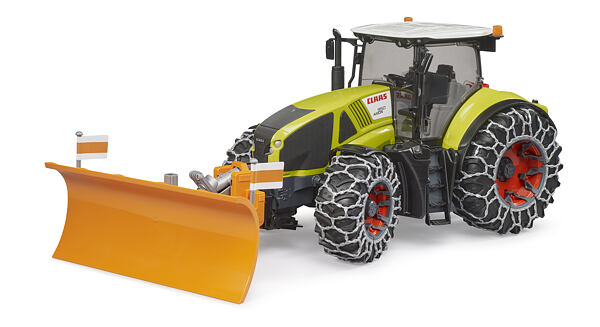 Claas Axion 950 mit Schneeketten und Pflug - Bruder 3018