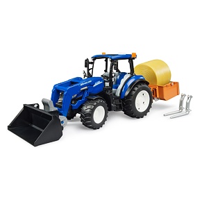 New Holland T5.120 mit Frontlader, Kippmulde und Gabeln - Bruder 2187