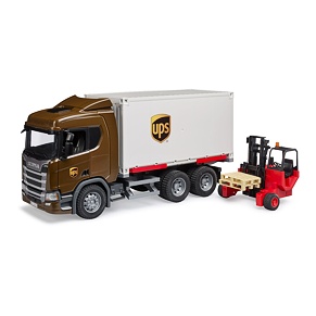Scania UPS Logistik-LKW mit Mitnahmestapler - Bruder 3582