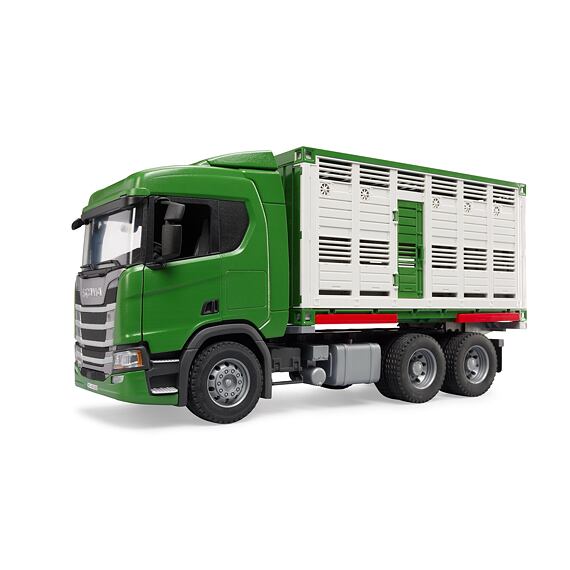 Tiertransport-LKW  Scania Super 560R mit Kuh figure - Bruder 3548