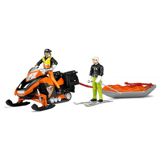 Motorschlitten mit Fahrer, Skifahrer, Schlitten - Bruder 63100
