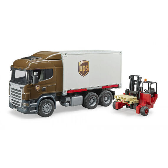 Scania R-Serie UPS Logistik-LKW mit Mitnahmestapler - Bruder 3581