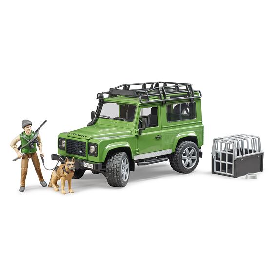 Land Rover Defender mit Jäger und Hundefigur - Bruder 2587