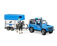 Policejní Land Rover s přívěsem, koněm a policistou - Bruder 2588
