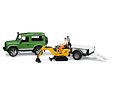 Land Rover Defender mit Pferdetransporter + JCB Mikrobagger - Bruder 2593