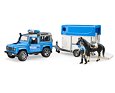 Policejní Land Rover s přívěsem, koněm a policistou - Bruder 2588