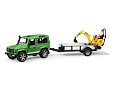 Land Rover Defender mit Pferdetransporter + JCB Mikrobagger - Bruder 2593